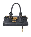 Chloé Paddington Black Shoulder Bag With Oversized Padlock And C-shaped Buckles In Grainy Leather Woman In Gray