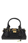 Chloé Structured Shoulder Bag With Padlock And Studs In Black