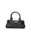 Chloé Structured Shoulder Bag With Padlock And Studs In Black