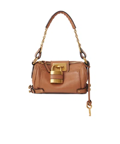 Chloé Grained Leather Chain Bag In Brown