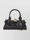 Chloé Structured Shoulder Bag With Padlock And Studs In Black
