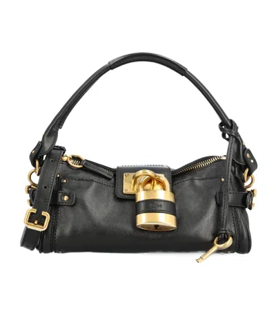 Chloé Paddington Small Shoulder Bag Padlock Top Handle In Black