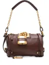 Chloé Paddington Small Chain Bag In Grained Leather In Brown