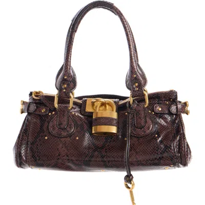 CHLOÉ CHLOÉ PADDINGTON SNAKESKIN EMBOSSED LEATHER SATCHEL
