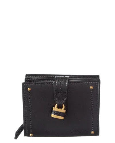 Chloé Paddington Square Leather Card Case In Black