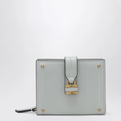 Chloé Paddington Square Wallet In Aqua Blue Leather In White