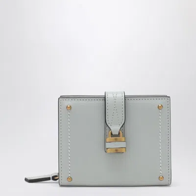 Chloé Paddington Square Wallet In Aqua Blue Leather Women In Grey