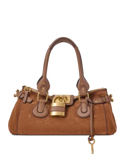 Chloé Paddington Suede Bag In Brown