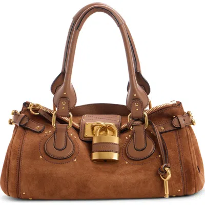 Chloé Paddington Suede Satchel In Brown