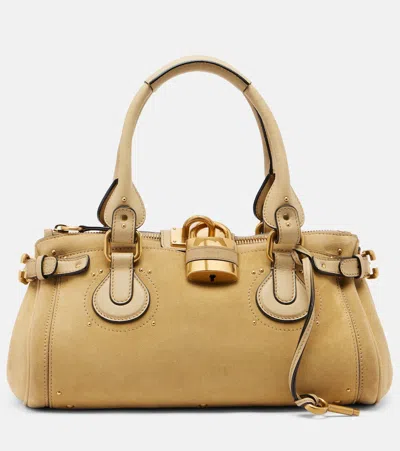 Chloé Chloe Mustard Suede Paddington Shopping Bag In Brown