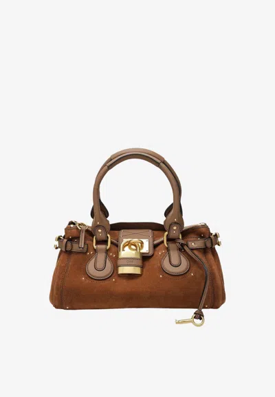 Chloé Paddington Suede Top Handle Bag In Brown