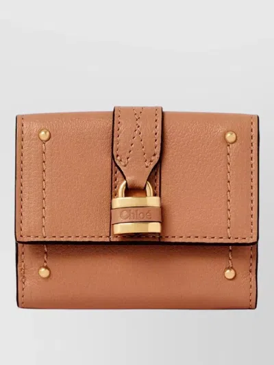 Chloé Paddington Trifold Leather Wallet Lock Detail In Brown