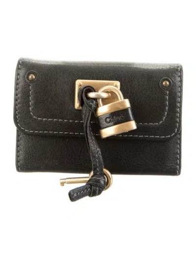 Pre-owned Chloé Paddington Wallet Leather Wallet In Black