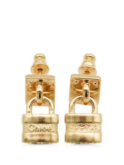 Chloé Padlock-detail Earrings In Gold