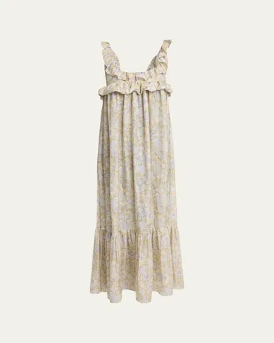 Chloé Painted Flowers Silk Maxi Dress In Multi