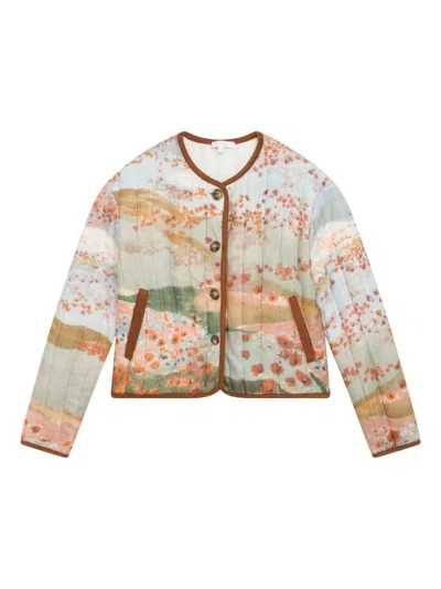 Chloé Kids' Painterly-print Wool Padded Jacket In White