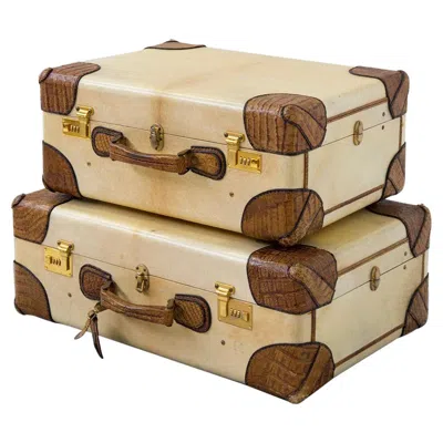 Pre-owned Chloé Pair Of Travel Luggage In Vintage Parchment In Sand