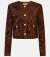 Chloé Multicolor Cropped Jacket With Round Neck And All-over Motif In Cotton Blend Woman