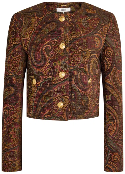 Chloé Chloe Paisley-jacquard Cropped Woven Jacket