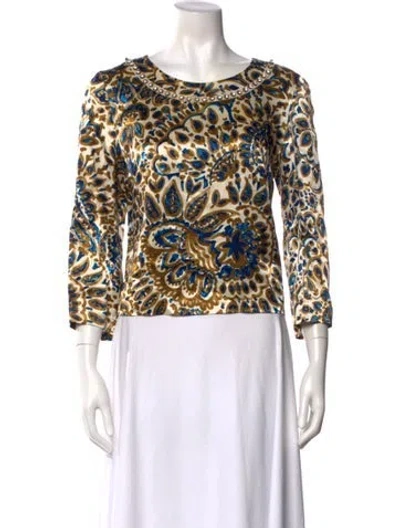 Pre-owned Chloé Paisley Print Crew Neck Blouse In Neutral