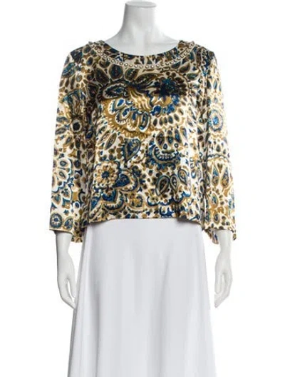 Pre-owned Chloé Paisley Print Crew Neck Blouse In White