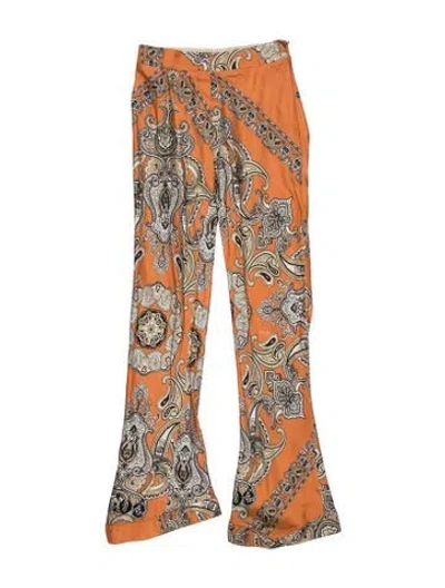 Pre-owned Chloé Paisley Print Flared Pants In Orange