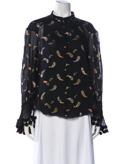 Pre-owned Chloé Paisley Print Long Sleeve Blouse In Black