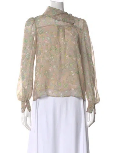 Pre-owned Chloé Paisley Print Long Sleeve Blouse In Neutrals