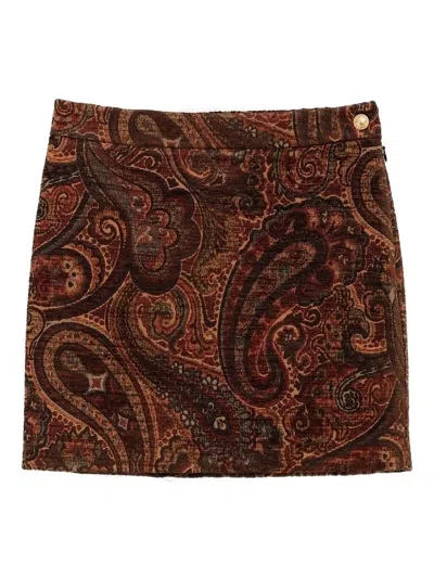 Chloé Paisley-print Mini Skirt In Brown