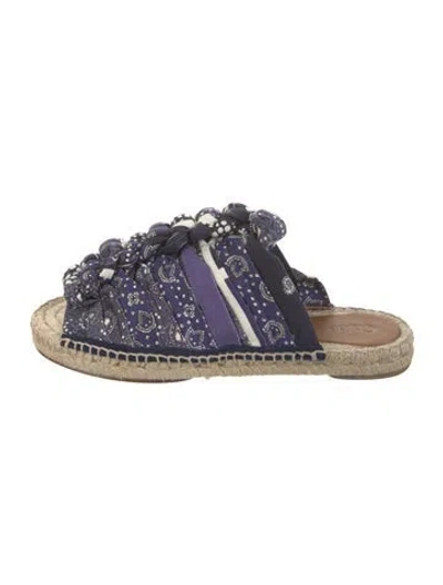 Pre-owned Chloé Paisley Print Pleated Accents Espadrilles In Blue