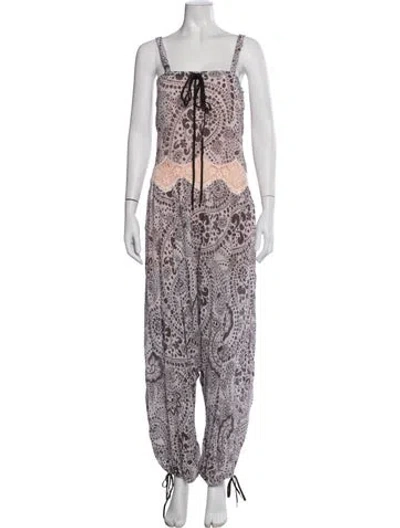 Pre-owned Chloé Paisley Print Square Neckline Jumpsuit In Purple