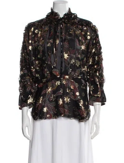Pre-owned Chloé Paisley Print Tie Neck Blouse In Multi