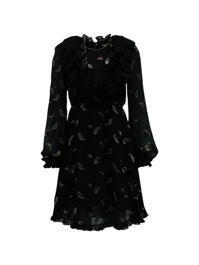 Pre-owned Chloé Paisley Ruffle Dress In Black