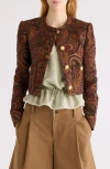 Chloé Multicolor Cropped Jacket With Round Neck And All-over Motif In Cotton Blend Woman