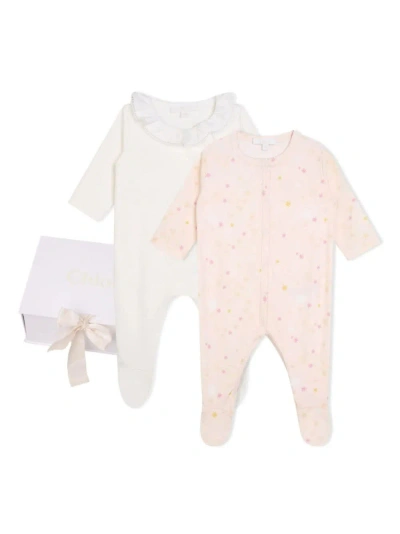 Chloé Babies' Pajamas With Ruffles In Pink