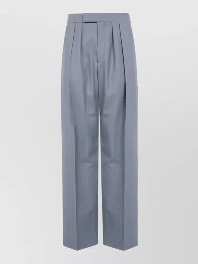 Chloé Palace Wide Leg Tailored Trousers Pleats In Blue