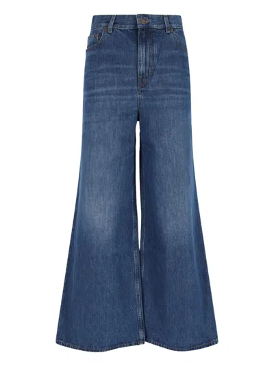 Chloé Chloe' Wide Leg Denim Jeans In Black