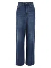 Chloé Blue High Waisted Jeans With Wide Leg And Logo Patch On The Rear In Denim Woman In Blue