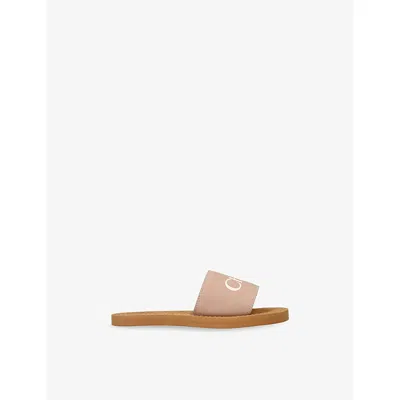 Chloé Pale Pink Kids' Logo-print Woven Sliders Eur 30 / 12 Uk In Multi