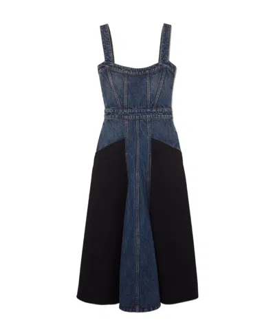 Chloé Paneled Denim Midi Dress In Black