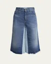 Chloé Paneled Denim Skirt Shorts In Dark Night Blue