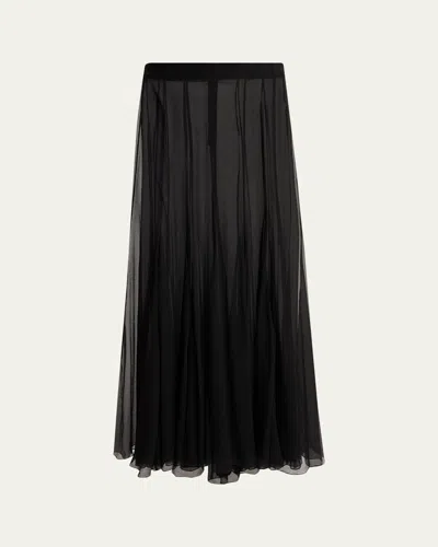 Chloé Paneled Sheer Silk Maxi Skirt In Black