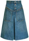 Chloé Chloe Panelled Denim Midi Skirt In Blue
