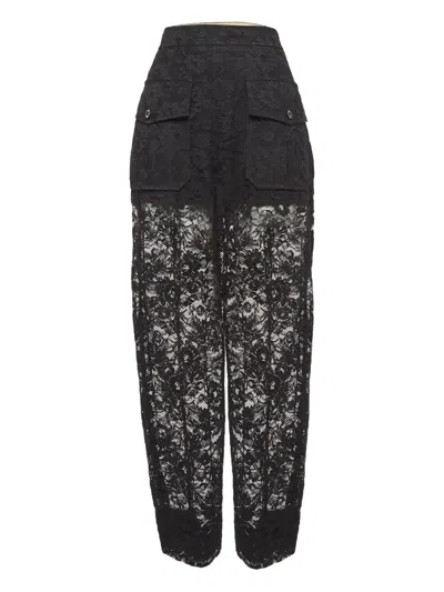 Pre-owned Chloé Panelled Lace Trousers In Black