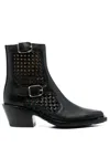 Chloé Panelled Leather Western Boots In Black