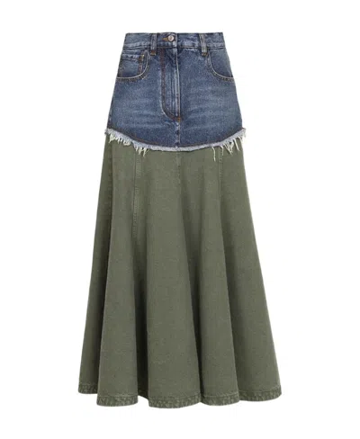 Chloé Blue & Green Flared Maxi Skirt In Blue - Green 1