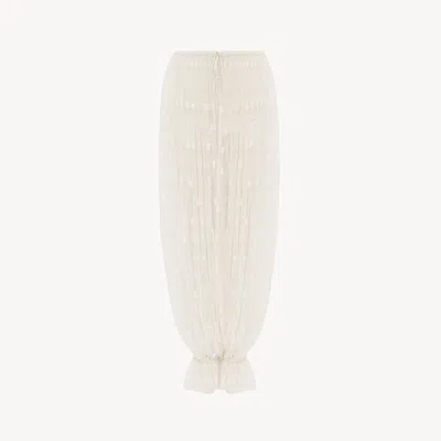Chloé Drawstring Pants In Embroidered Lace White Size 4 100% Polyester, Silk