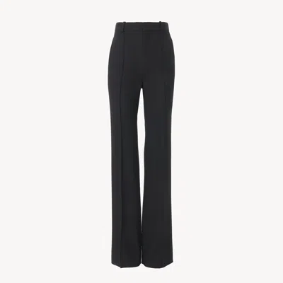 Chloé Pantalon Taille Haute En Gabardine De Laine Femme Noir Taille 38 100% Laine In Black