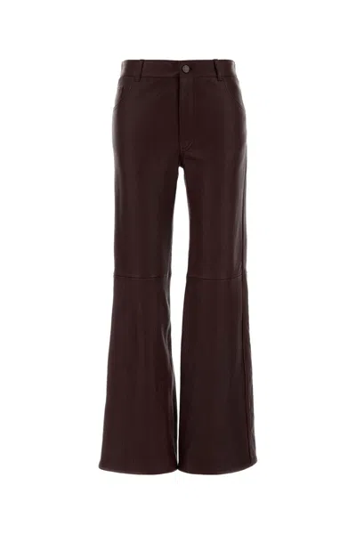 Chloé Pantalone Svasato In Pelle Vinaccia Donna In Burgundy