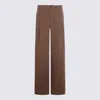 Chloé Garment Dye Organic Cotton Canvas Wide Leg Pants In Brown